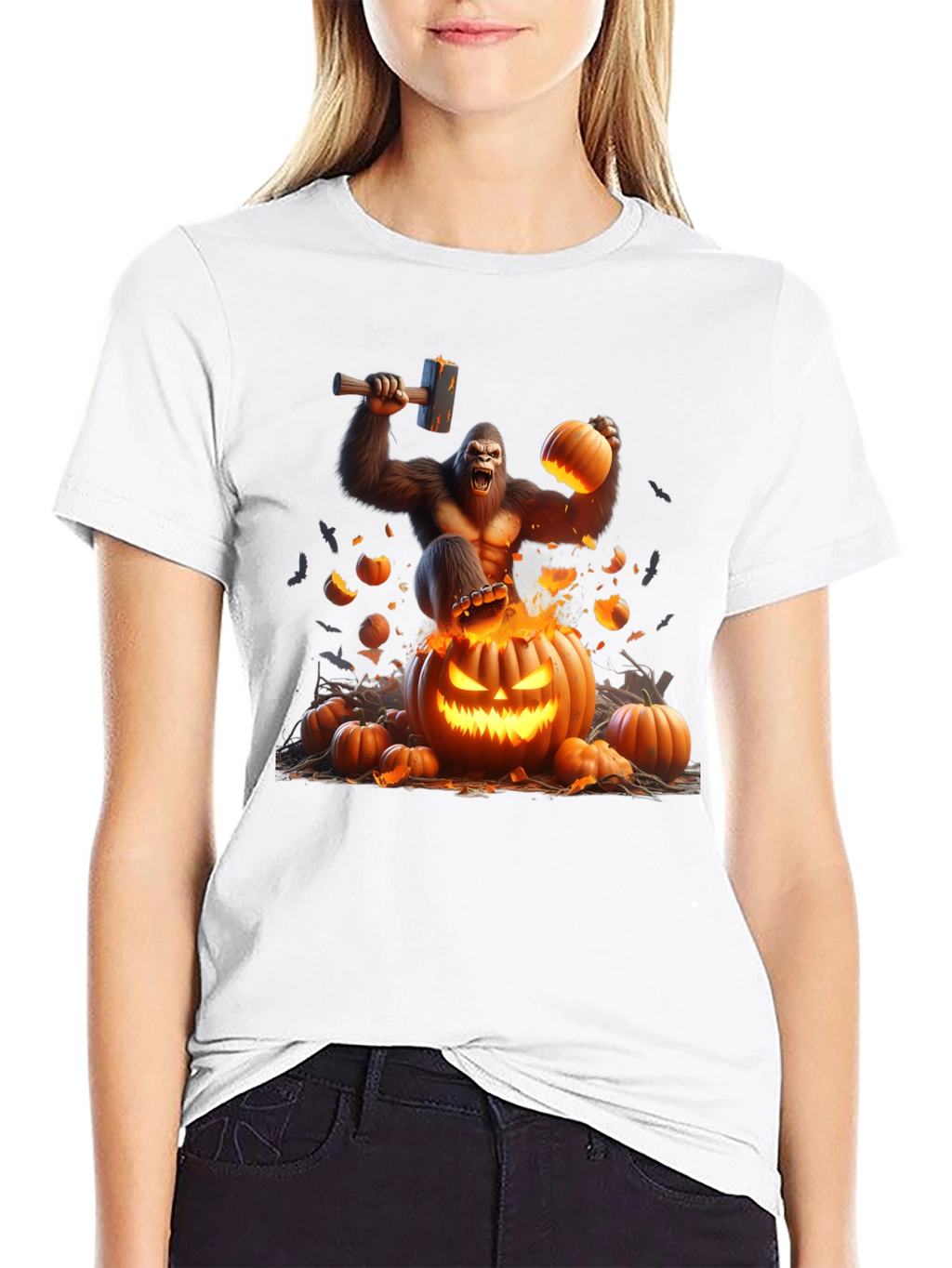 Halloween Gorilla Pumpkin Smash Tee