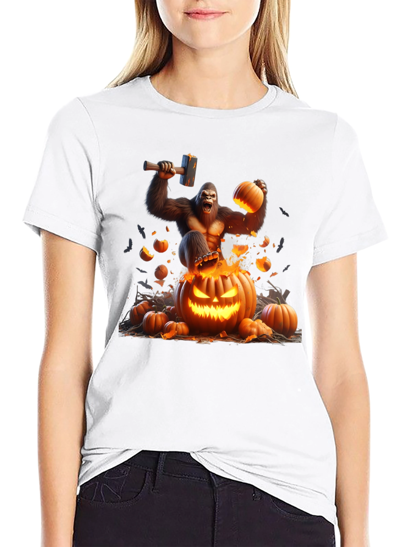 Halloween Gorilla Pumpkin Smash Tee