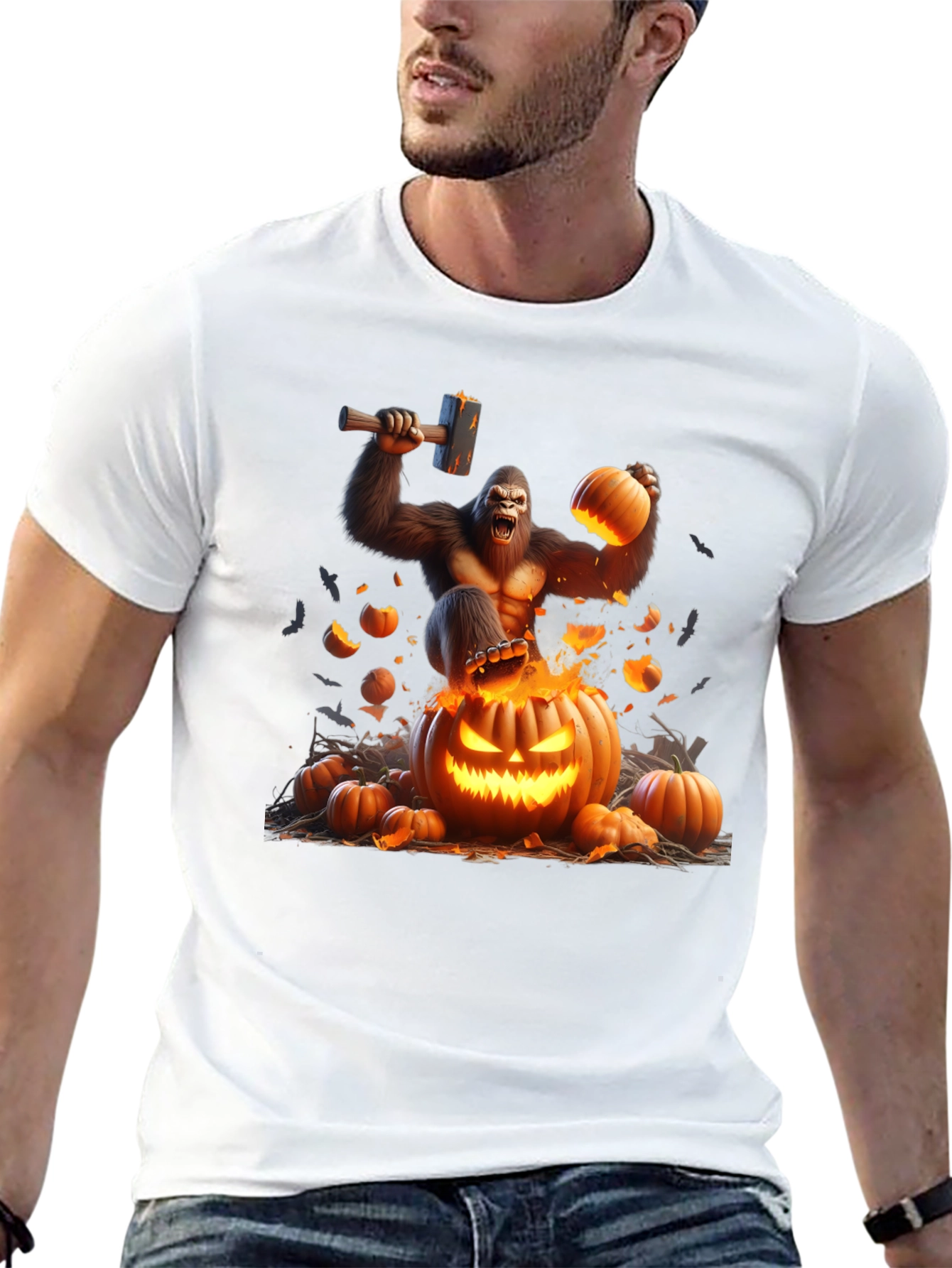 Halloween Gorilla Pumpkin Smash Tee