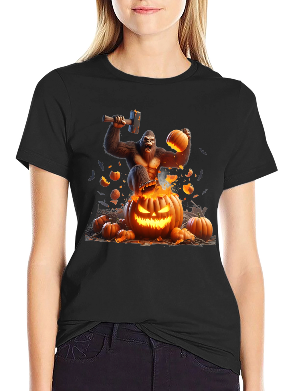 Halloween Gorilla Pumpkin Smash Tee
