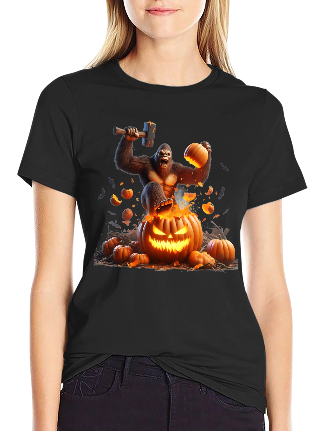 Halloween Gorilla Pumpkin Smash Tee