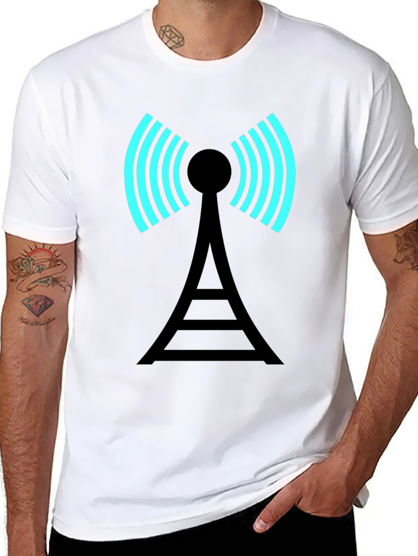 Signal Tower Graphic Tee - Modern Black T-Shirt
