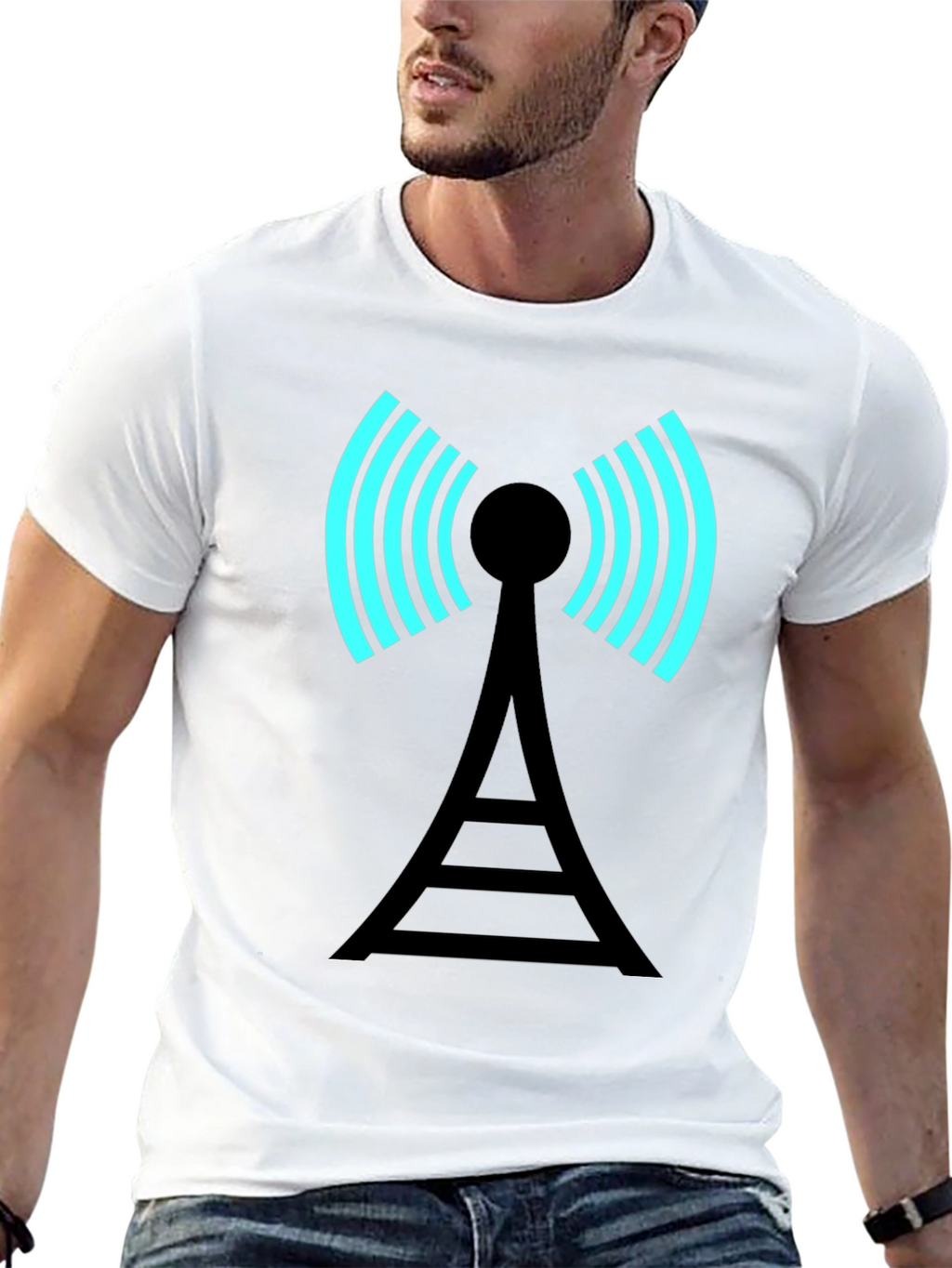 Signal Tower Graphic Tee - Modern Black T-Shirt
