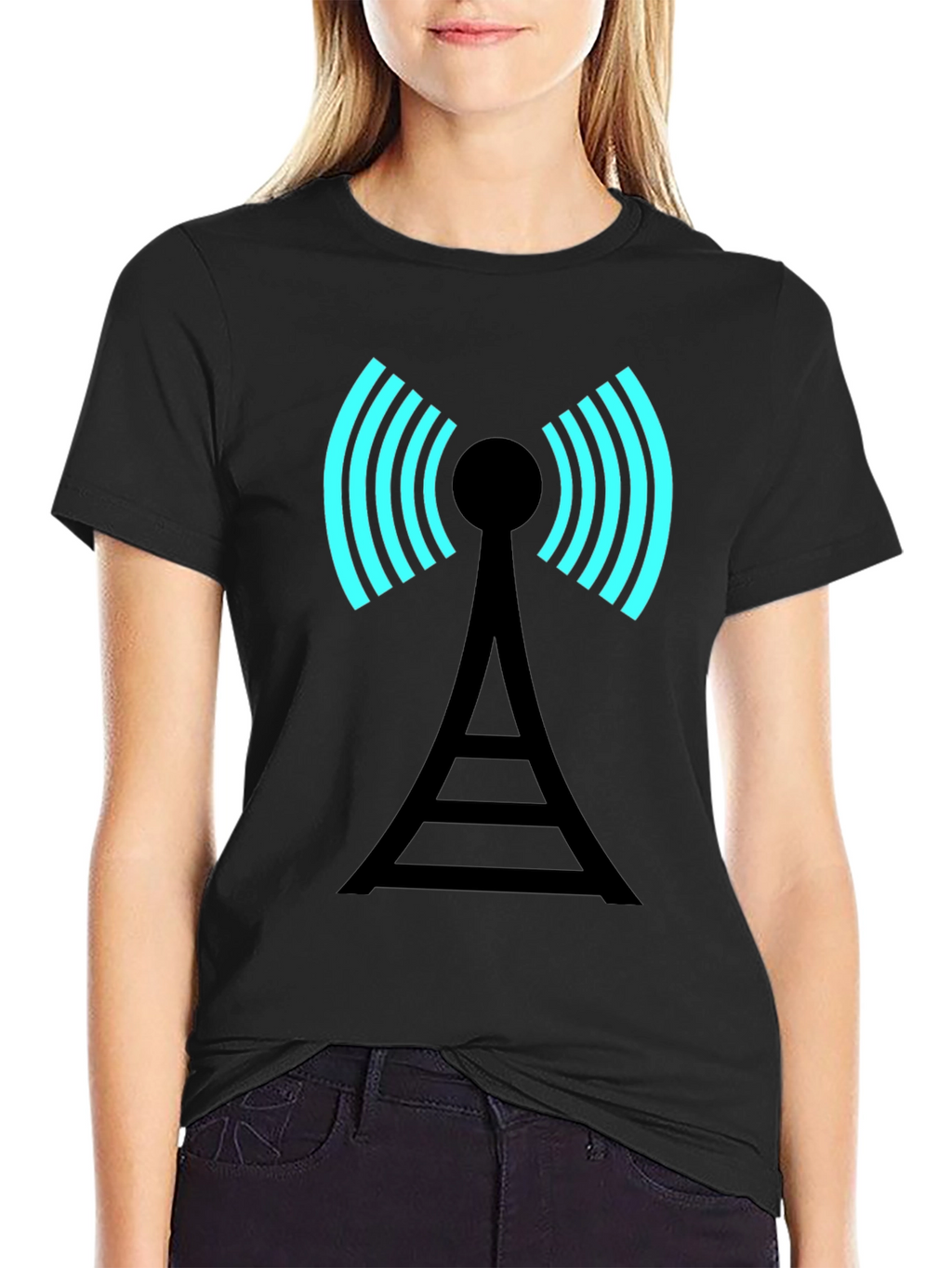 Signal Tower Graphic Tee - Modern Black T-Shirt