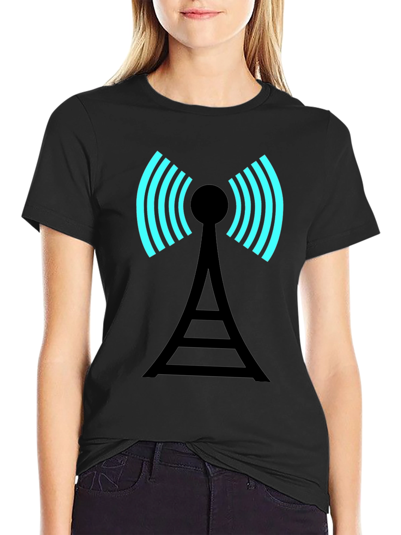 Signal Tower Graphic Tee - Modern Black T-Shirt
