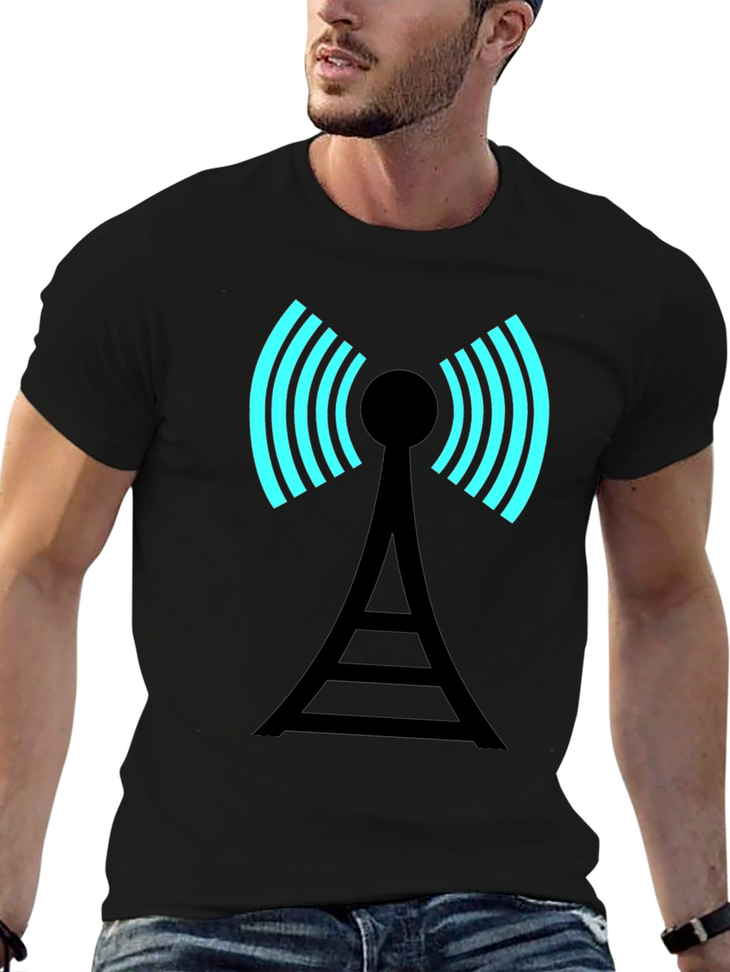 Signal Tower Graphic Tee - Modern Black T-Shirt