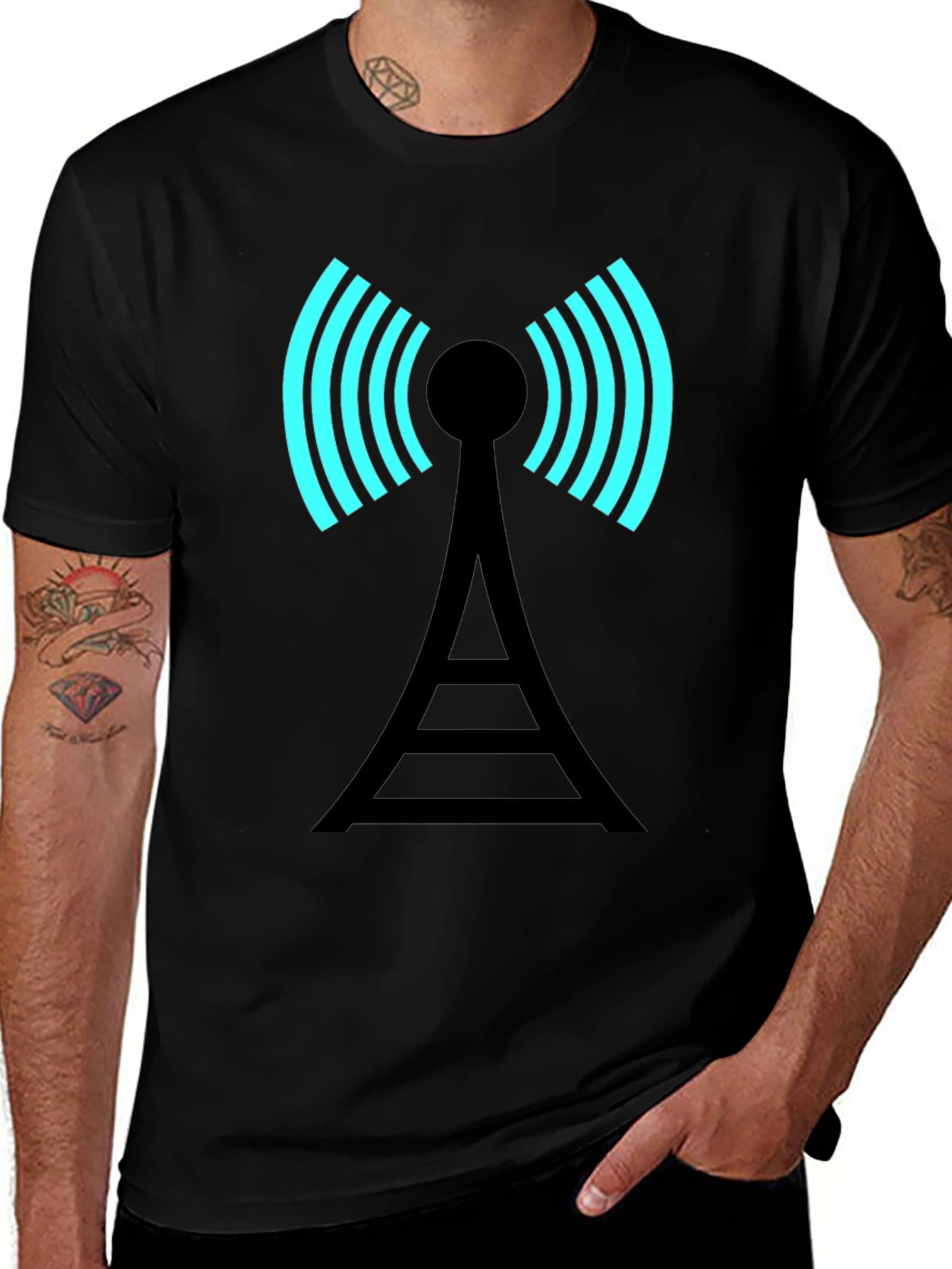 Signal Tower Graphic Tee - Modern Black T-Shirt