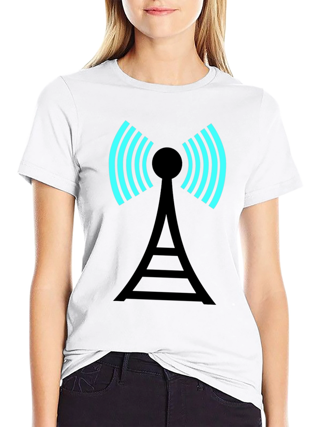 Signal Tower Graphic Tee - Modern Black T-Shirt
