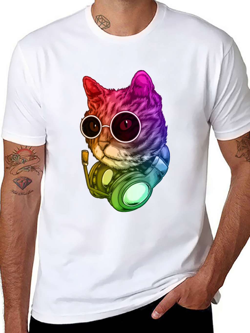 Cool Cat DJ Graphic T-Shirt