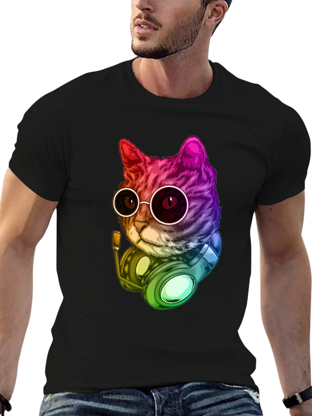 Cool Cat DJ Graphic T-Shirt