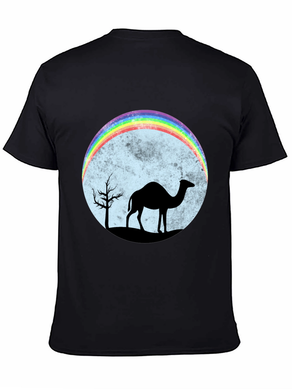 Camel Rainbow Moon Black T-Shirt