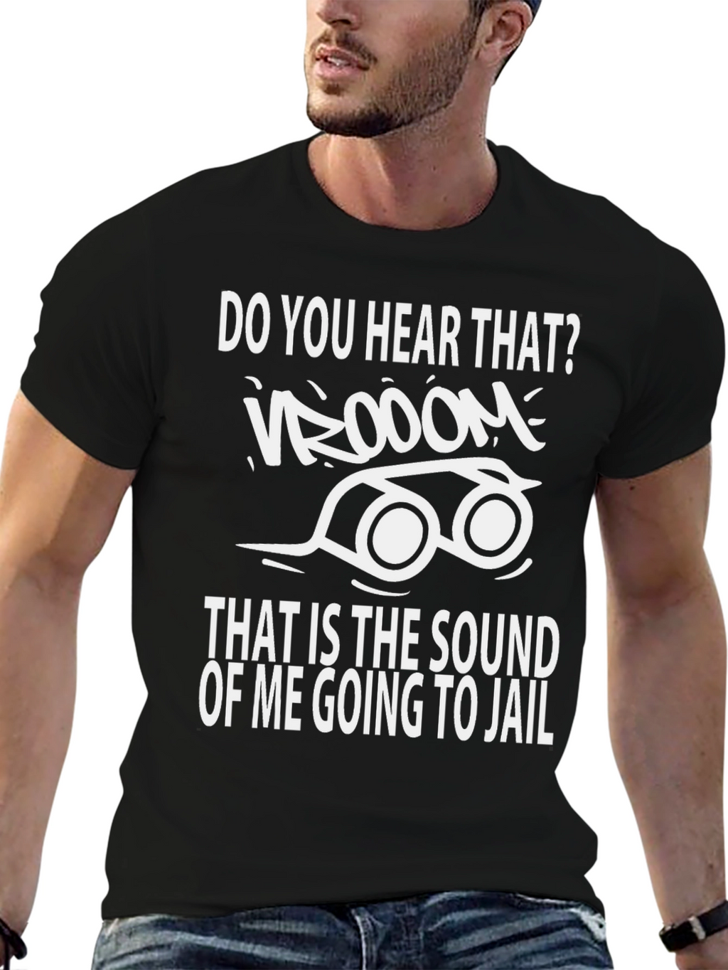 Vroom Going to Jail Black Graphic Tee