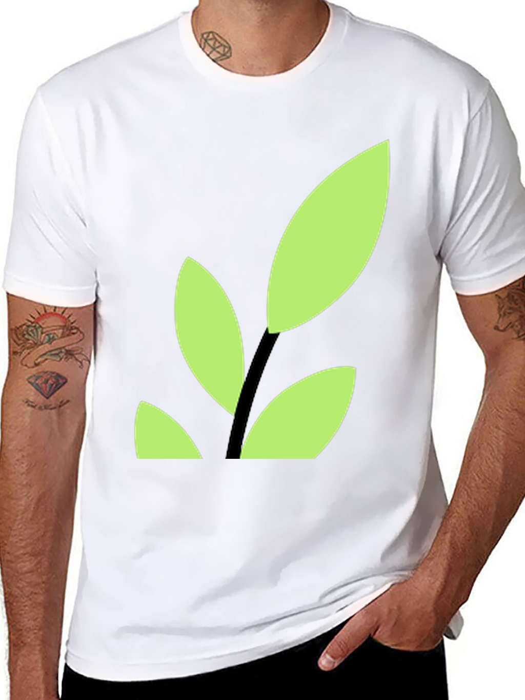 Modern Leaf Graphic Tee - Black Cotton Blend Shirt
