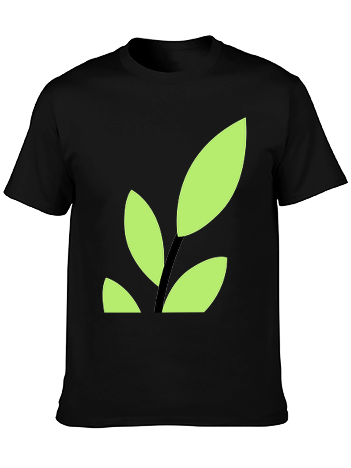Modern Leaf Graphic Tee - Black Cotton Blend Shirt