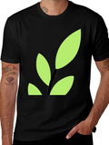 Modern Leaf Graphic Tee - Black Cotton Blend Shirt