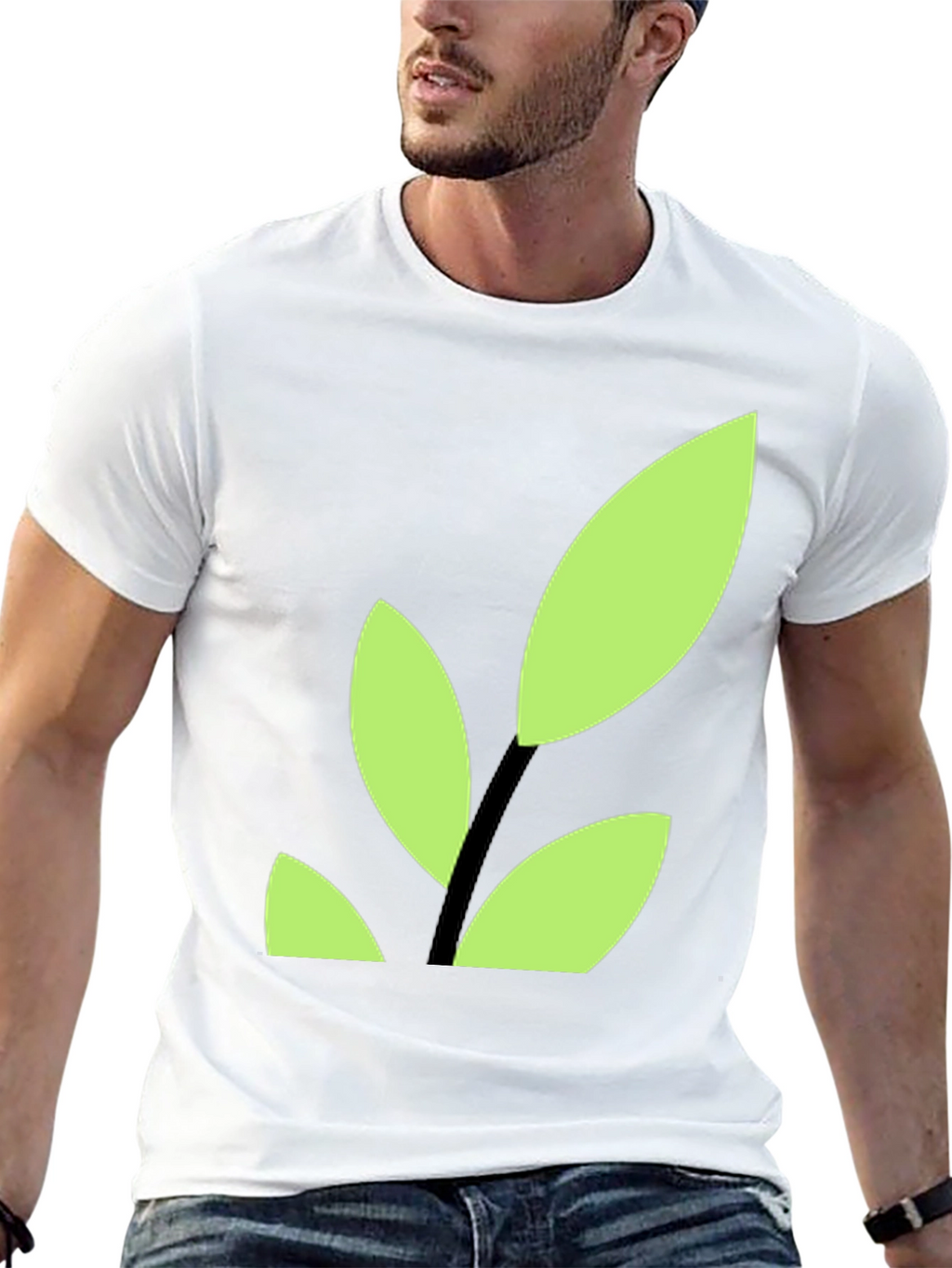 Modern Leaf Graphic Tee - Black Cotton Blend Shirt