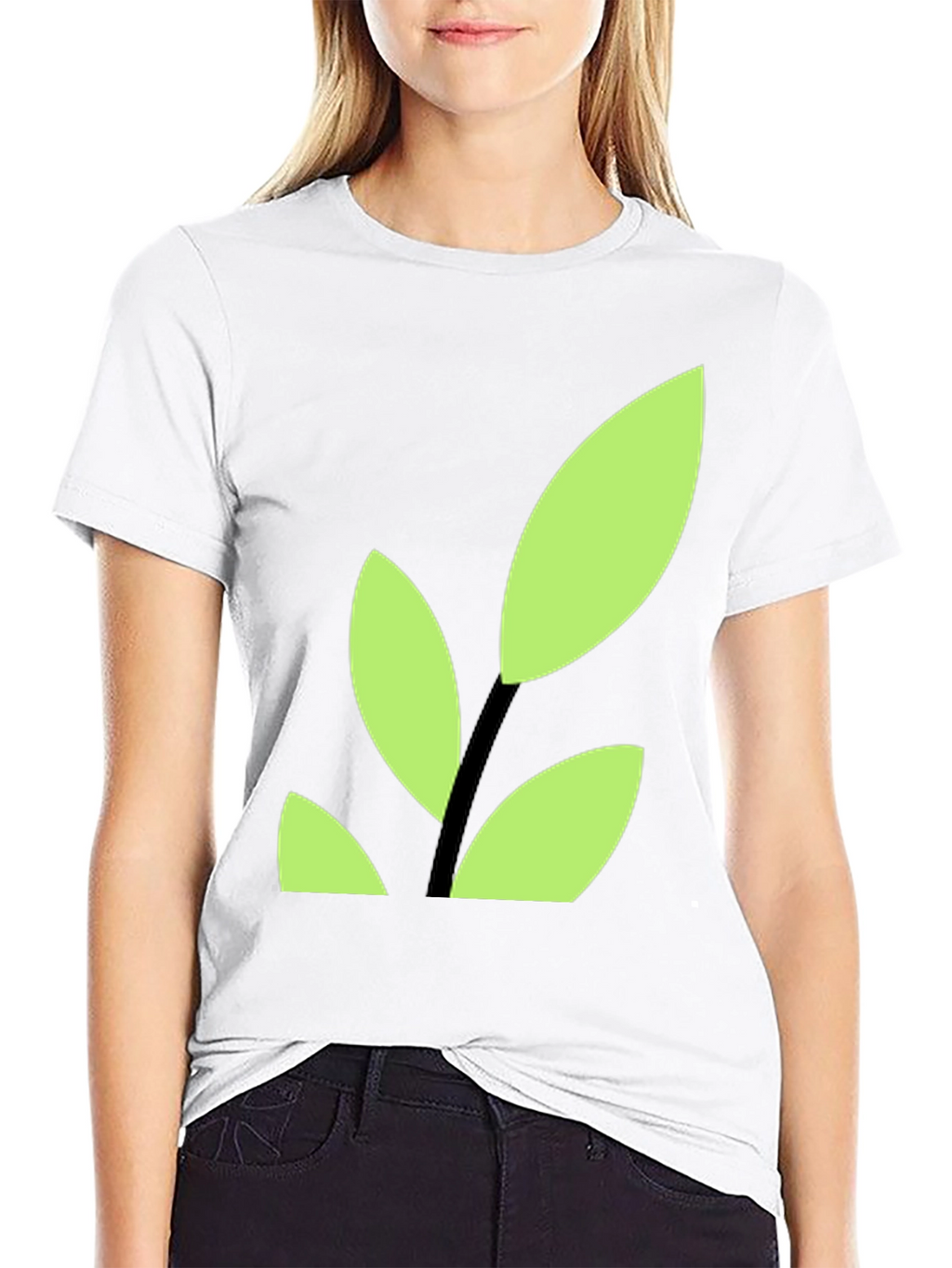 Modern Leaf Graphic Tee - Black Cotton Blend Shirt