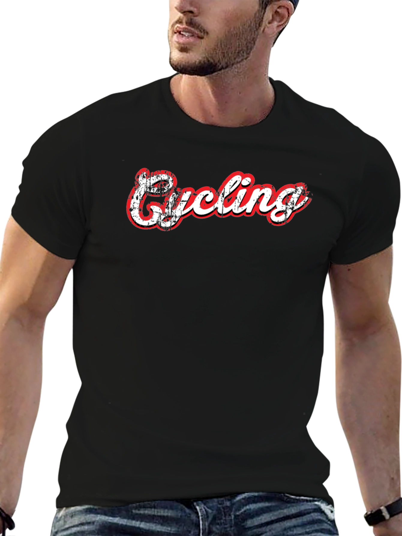 Cycling Graphic Print Black T-Shirt