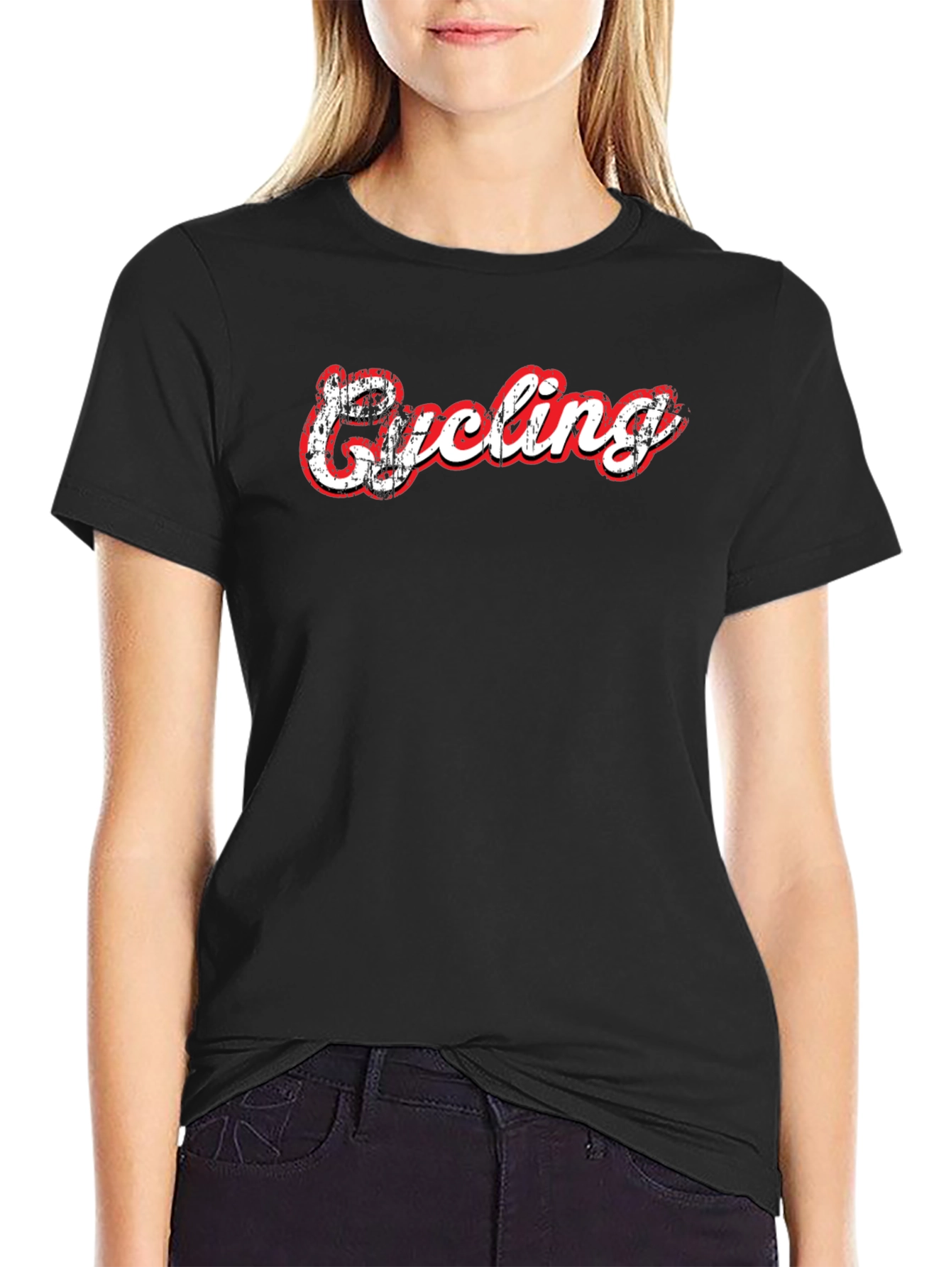 Cycling Graphic Print Black T-Shirt