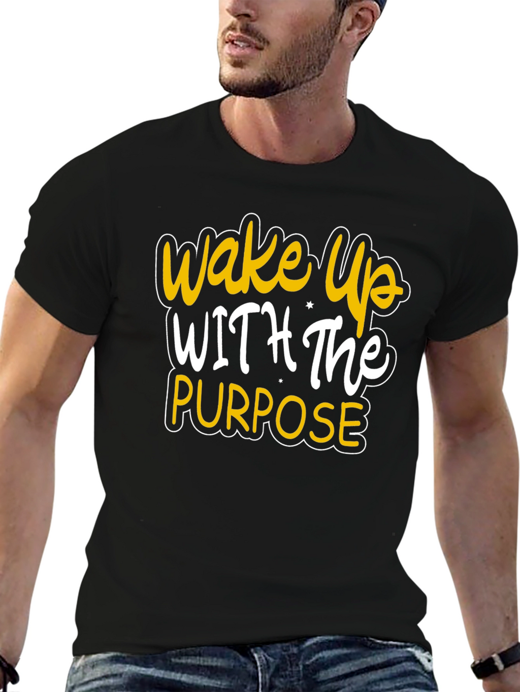 Wake Up With Purpose Black Graphic Tee