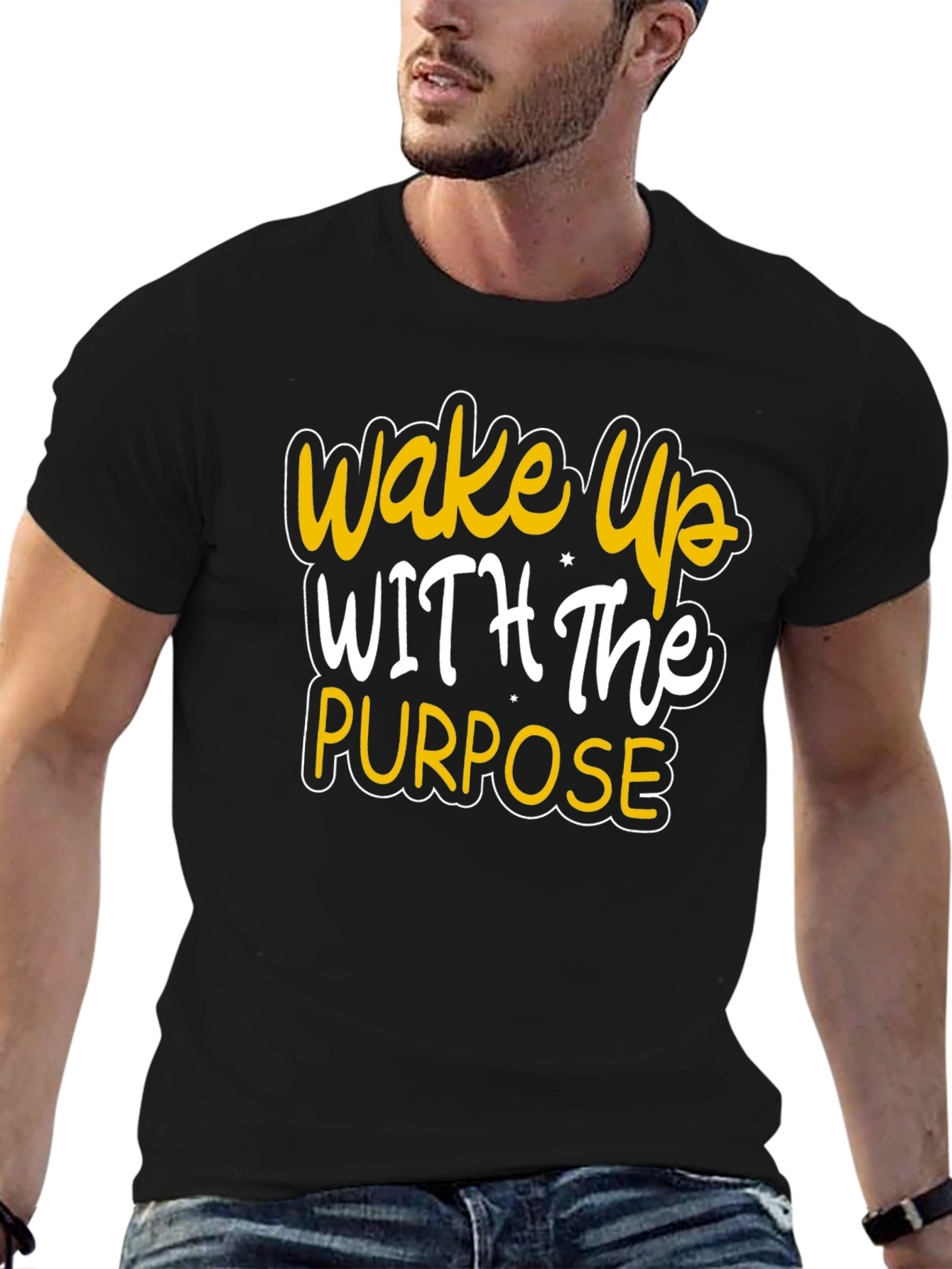 Wake Up With Purpose Black Graphic Tee