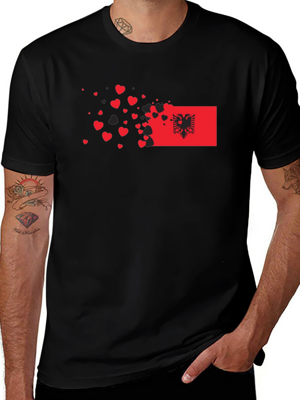 Albania Flag Heart T-Shirt