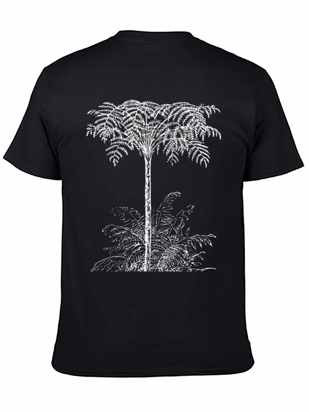 Fern Tree Graphic Tee - Black Cotton T-Shirt