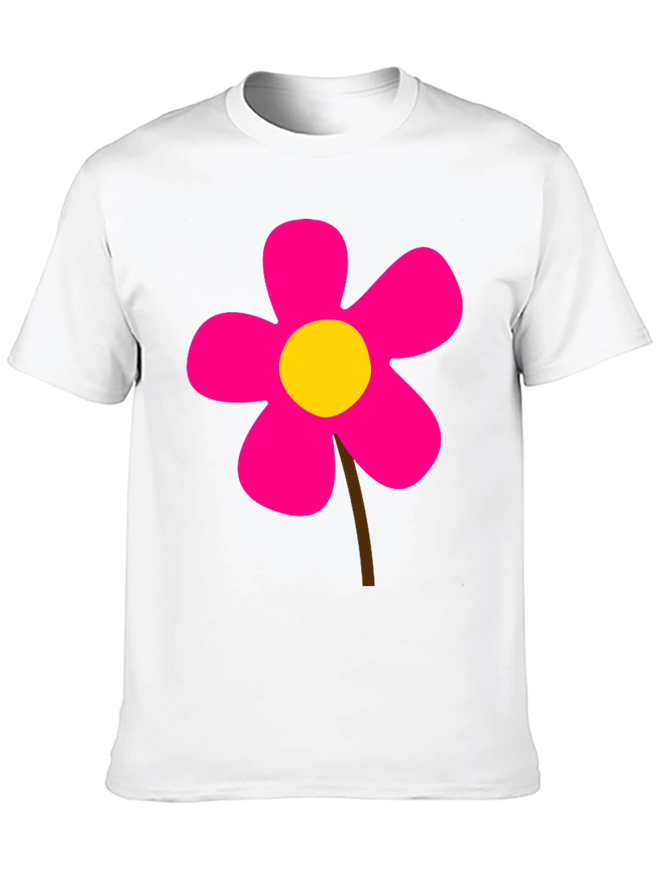 Black T-Shirt with Pink Flower Graphic
