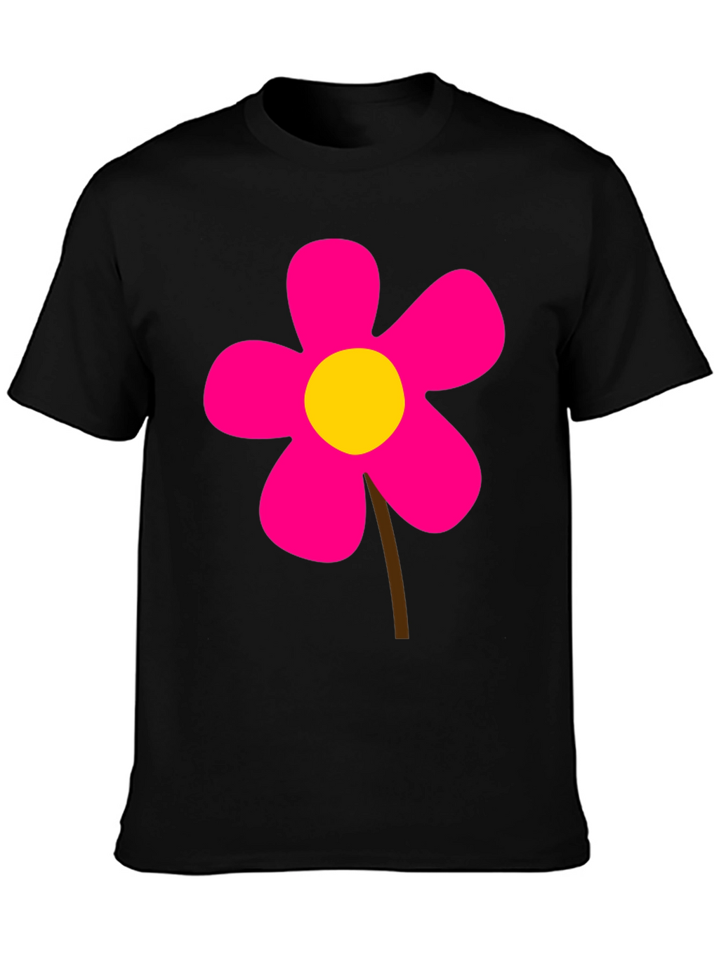 Black T-Shirt with Pink Flower Graphic