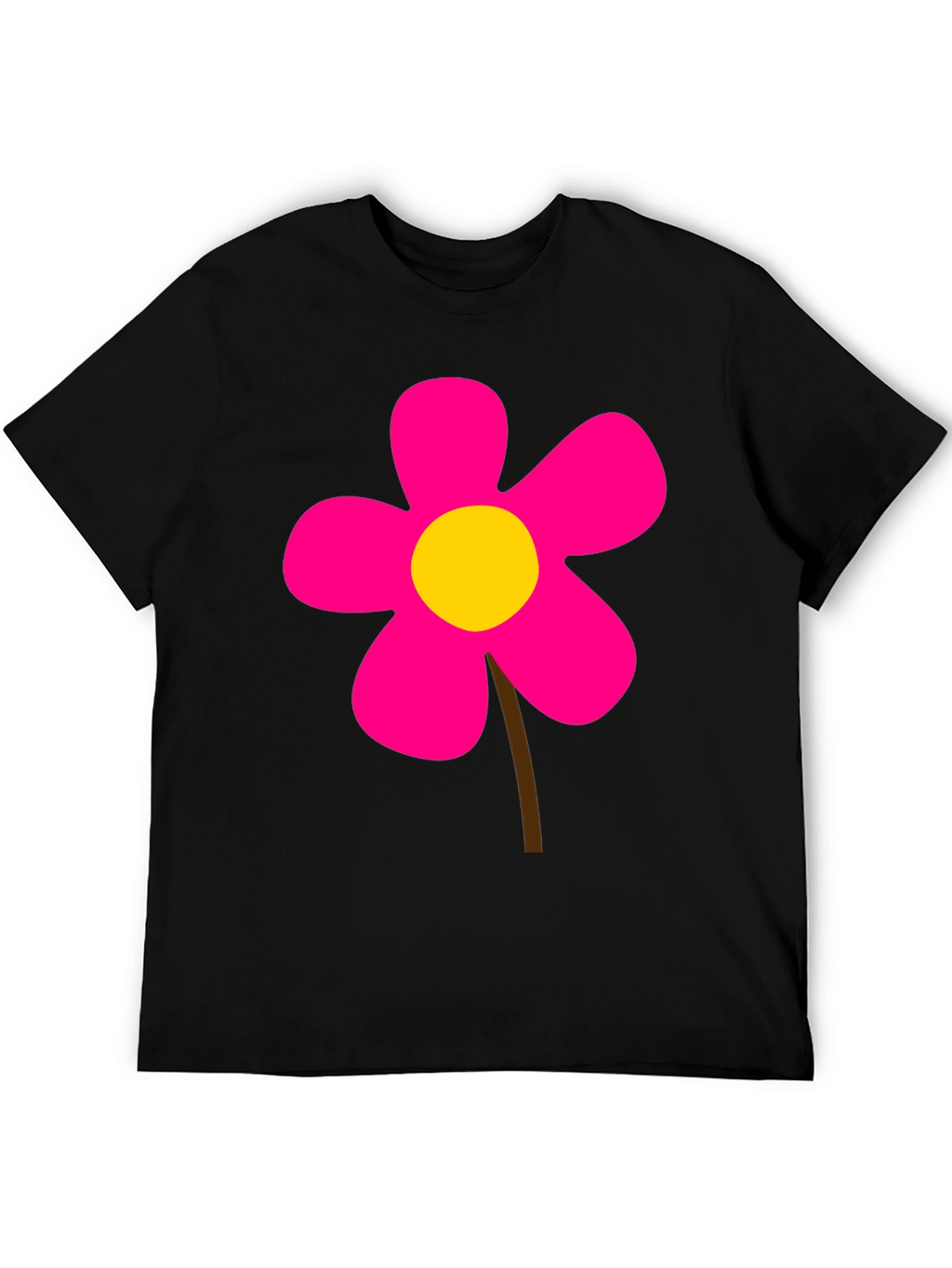 Black T-Shirt with Pink Flower Graphic
