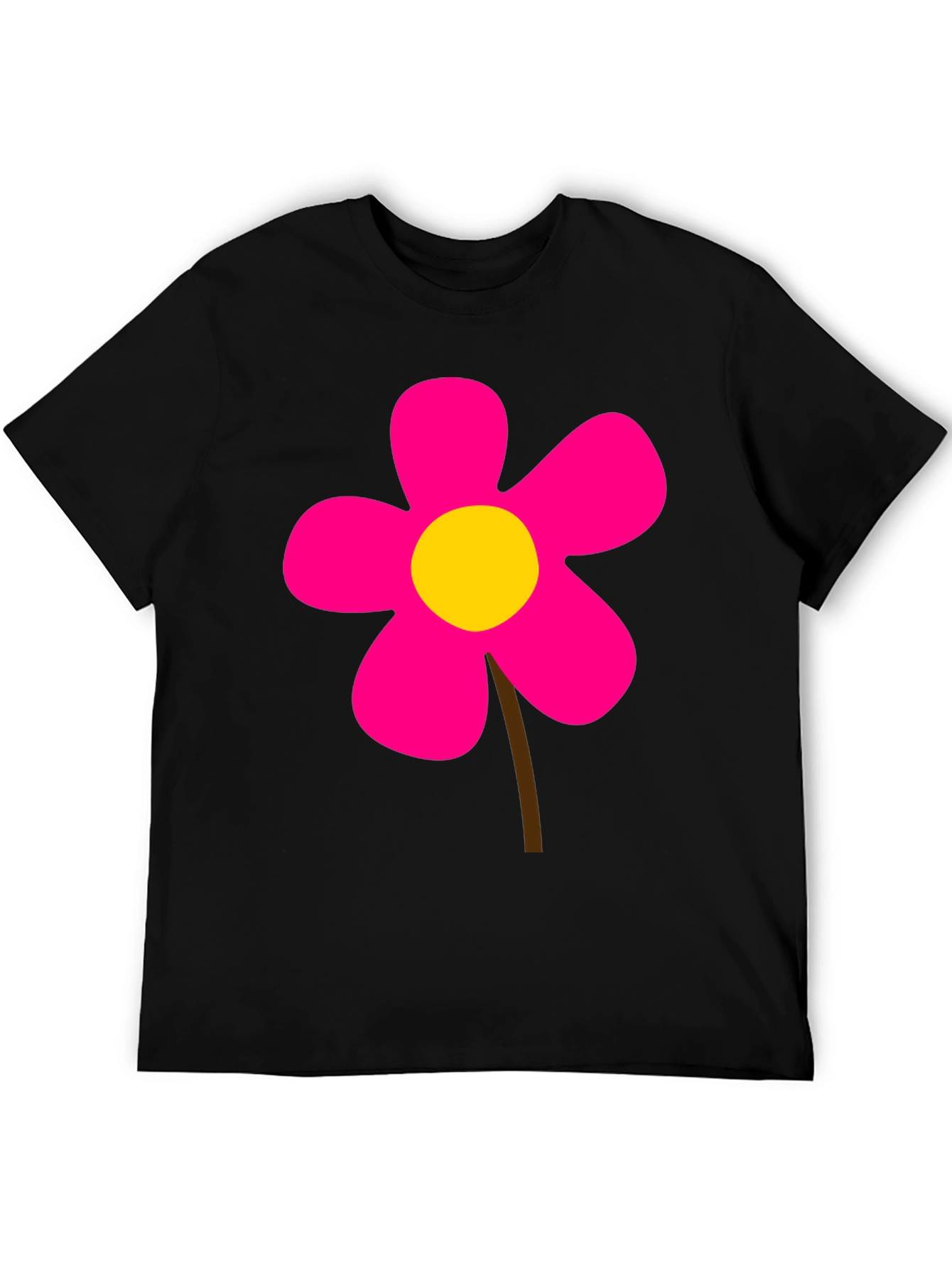 Black T-Shirt with Pink Flower Graphic