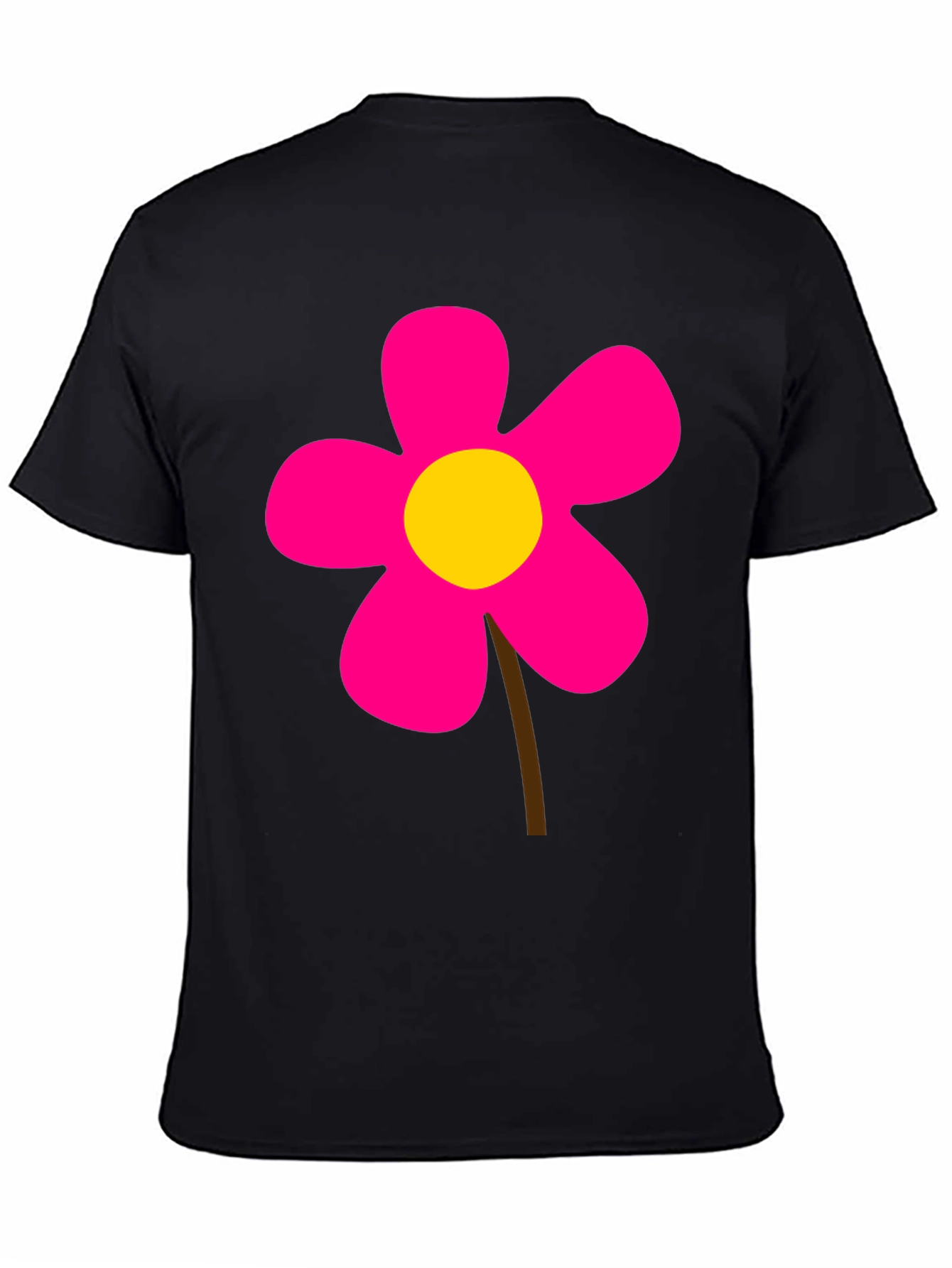 Black T-Shirt with Pink Flower Graphic