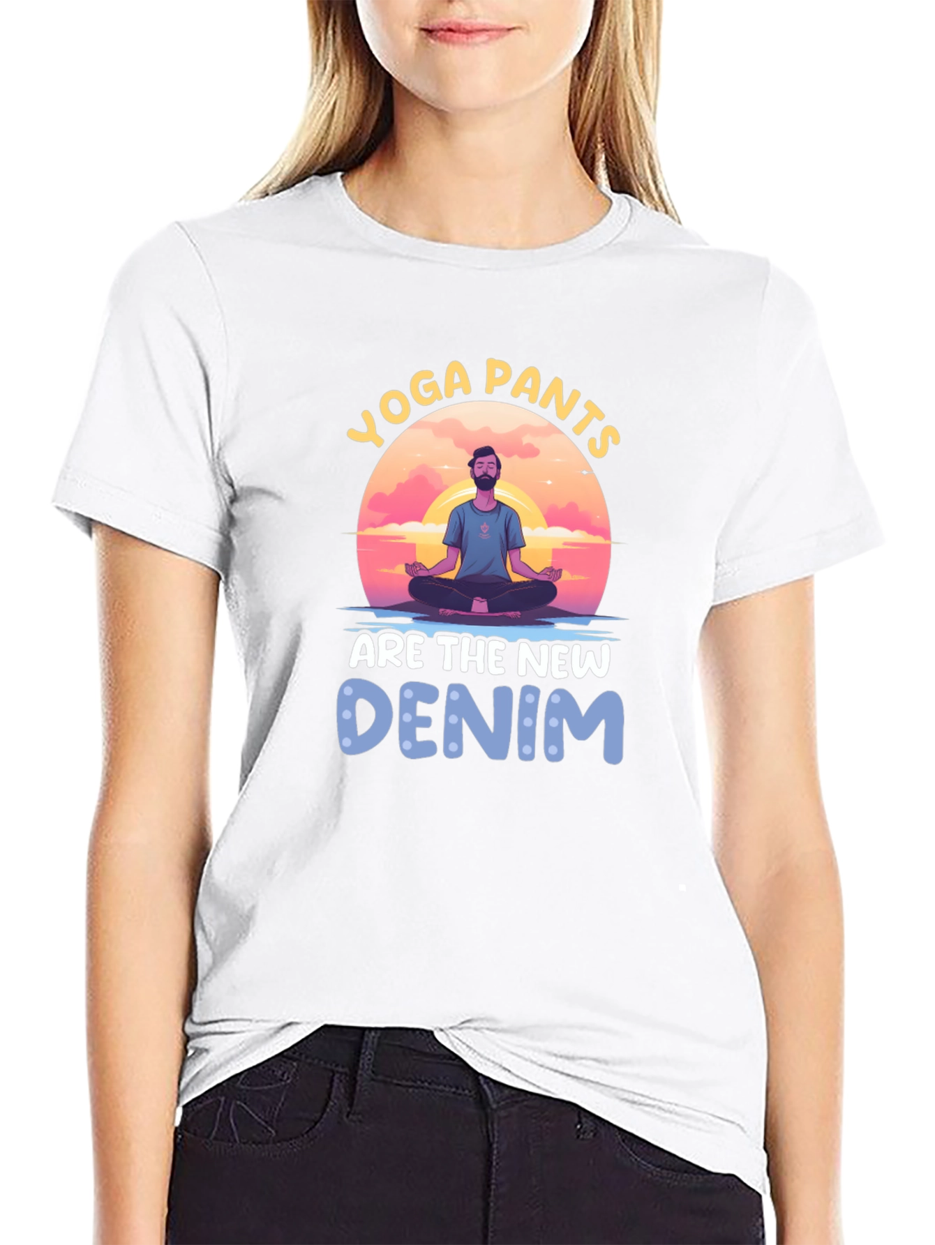 Yoga Pants New Denim Graphic Tee