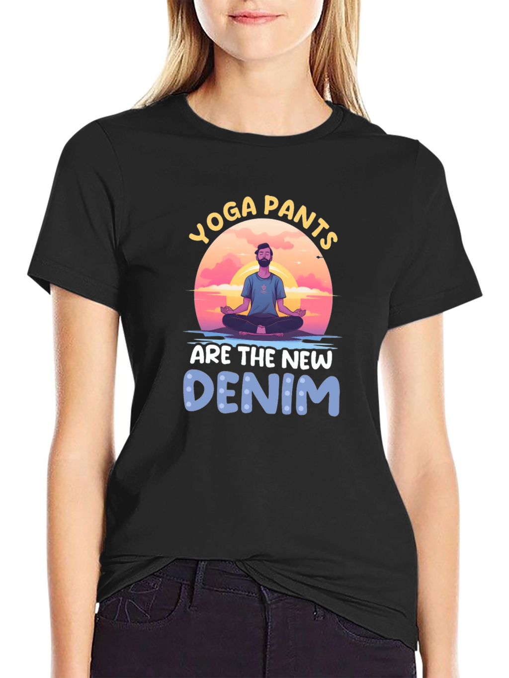 Yoga Pants New Denim Graphic Tee