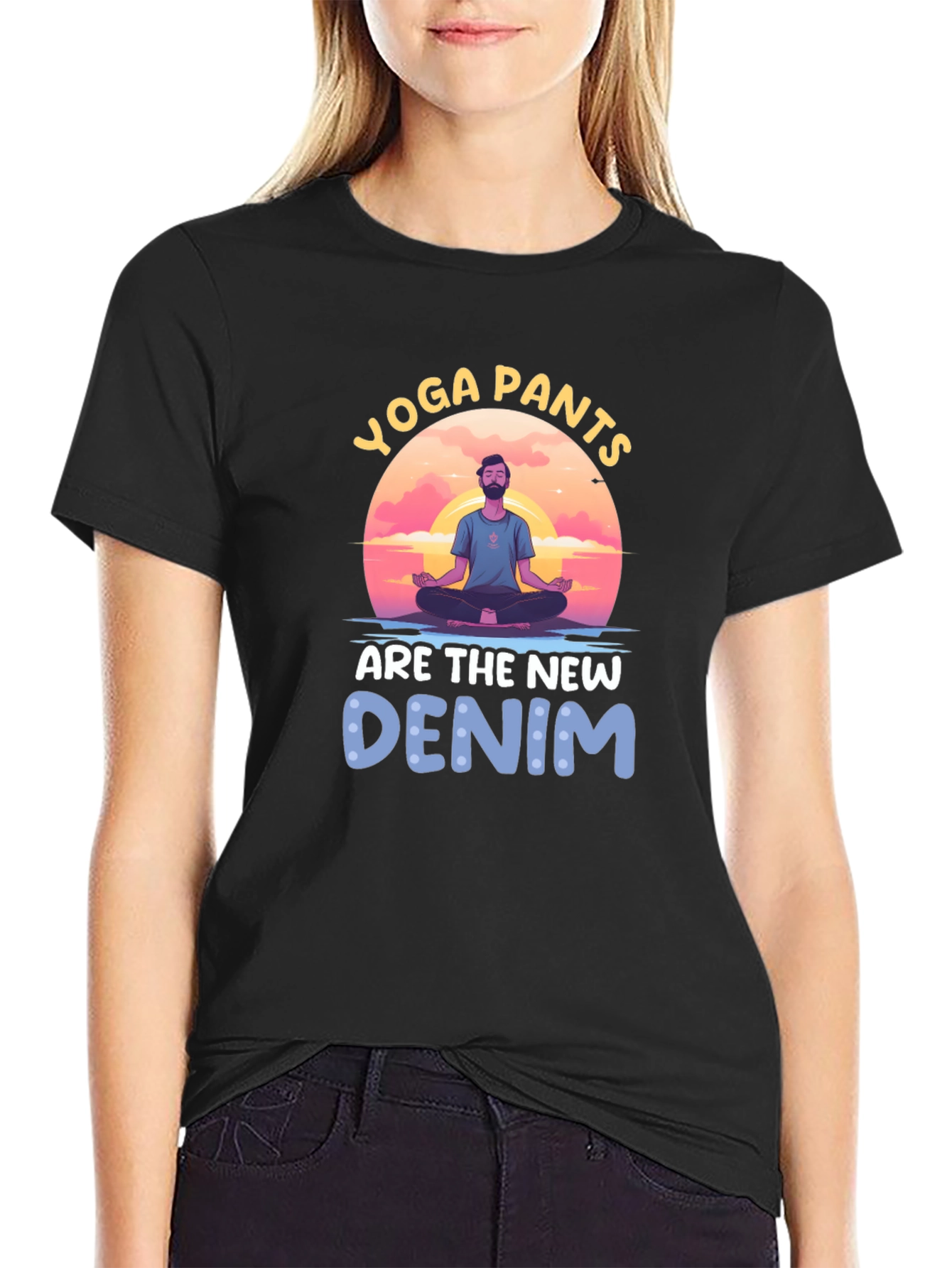 Yoga Pants New Denim Graphic Tee