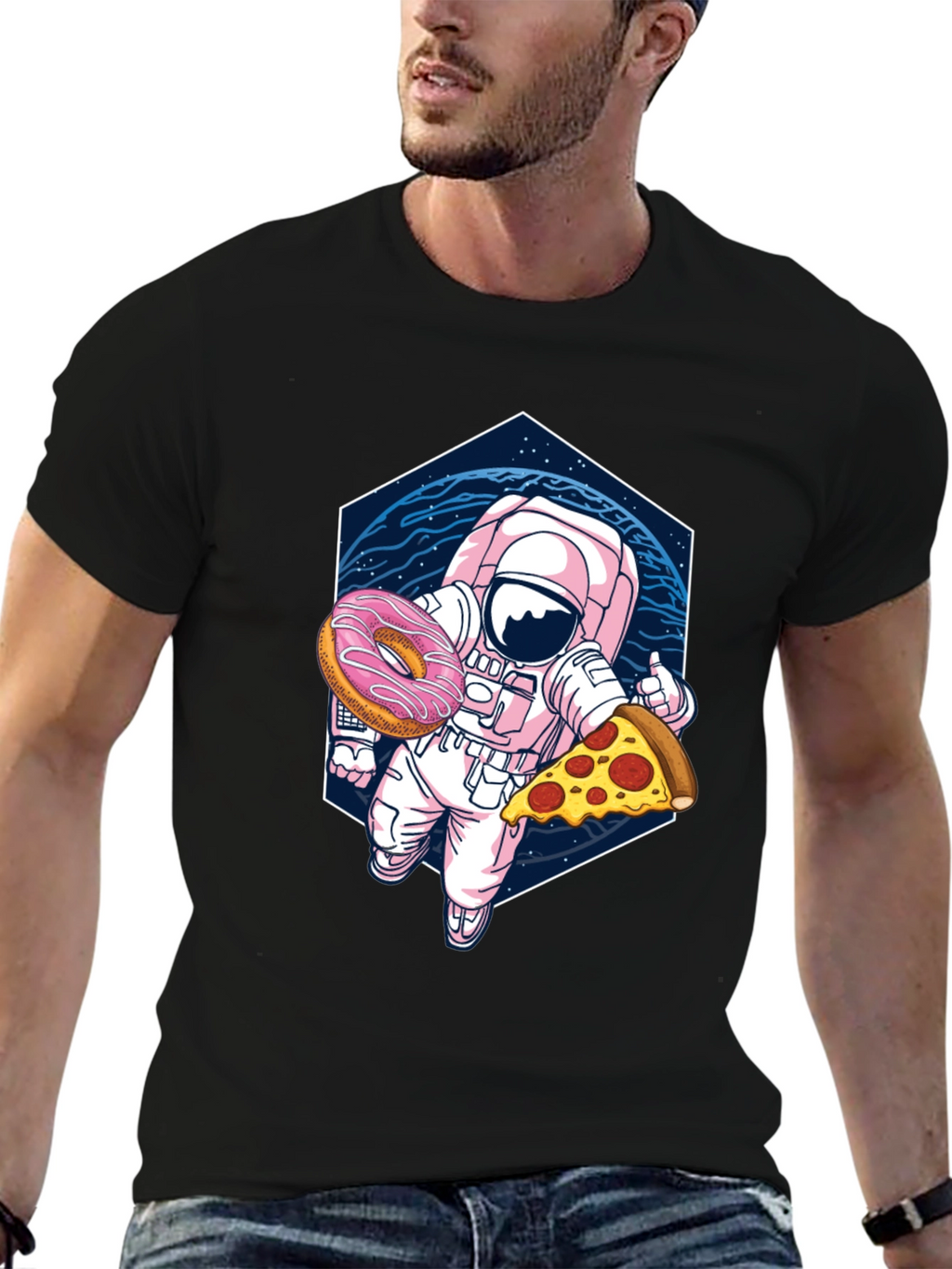 Astronaut Pizza & Donut Graphic Tee