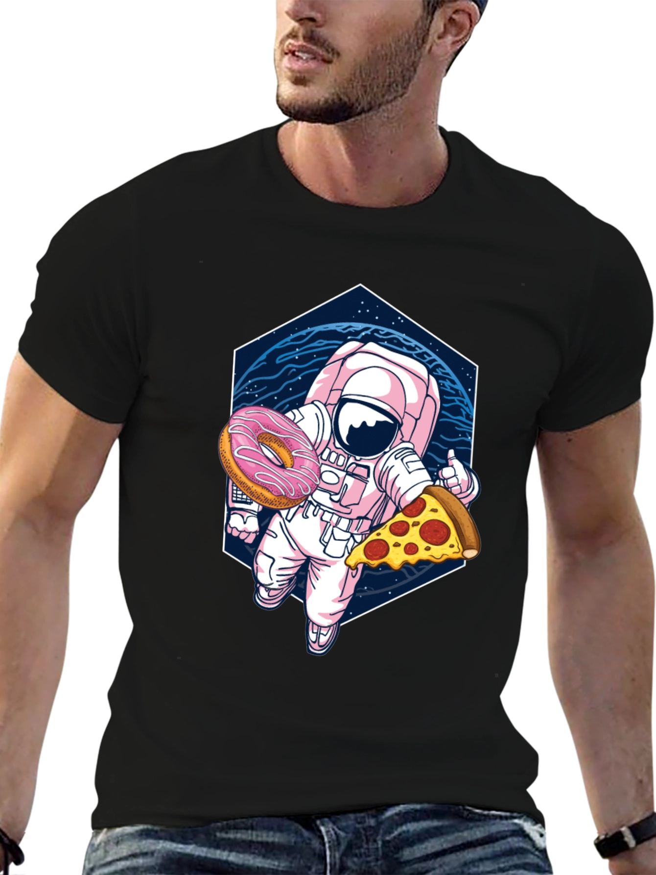 Astronaut Pizza & Donut Graphic Tee