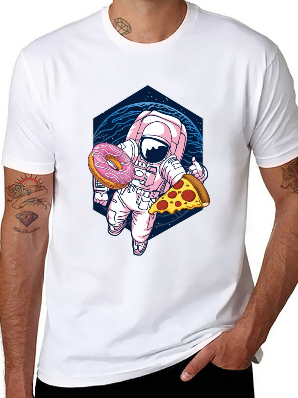 Astronaut Pizza & Donut Graphic Tee