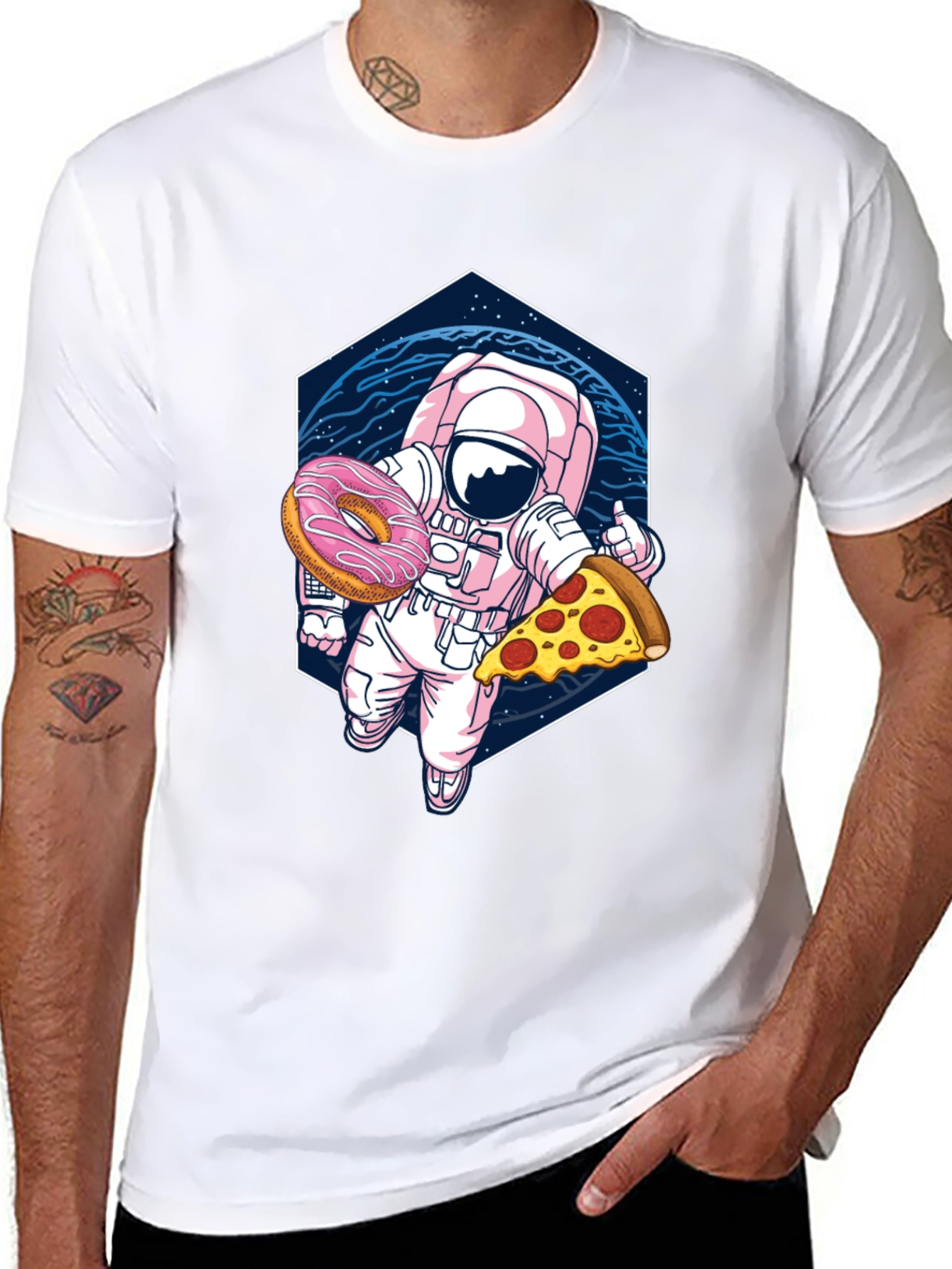 Astronaut Pizza & Donut Graphic Tee