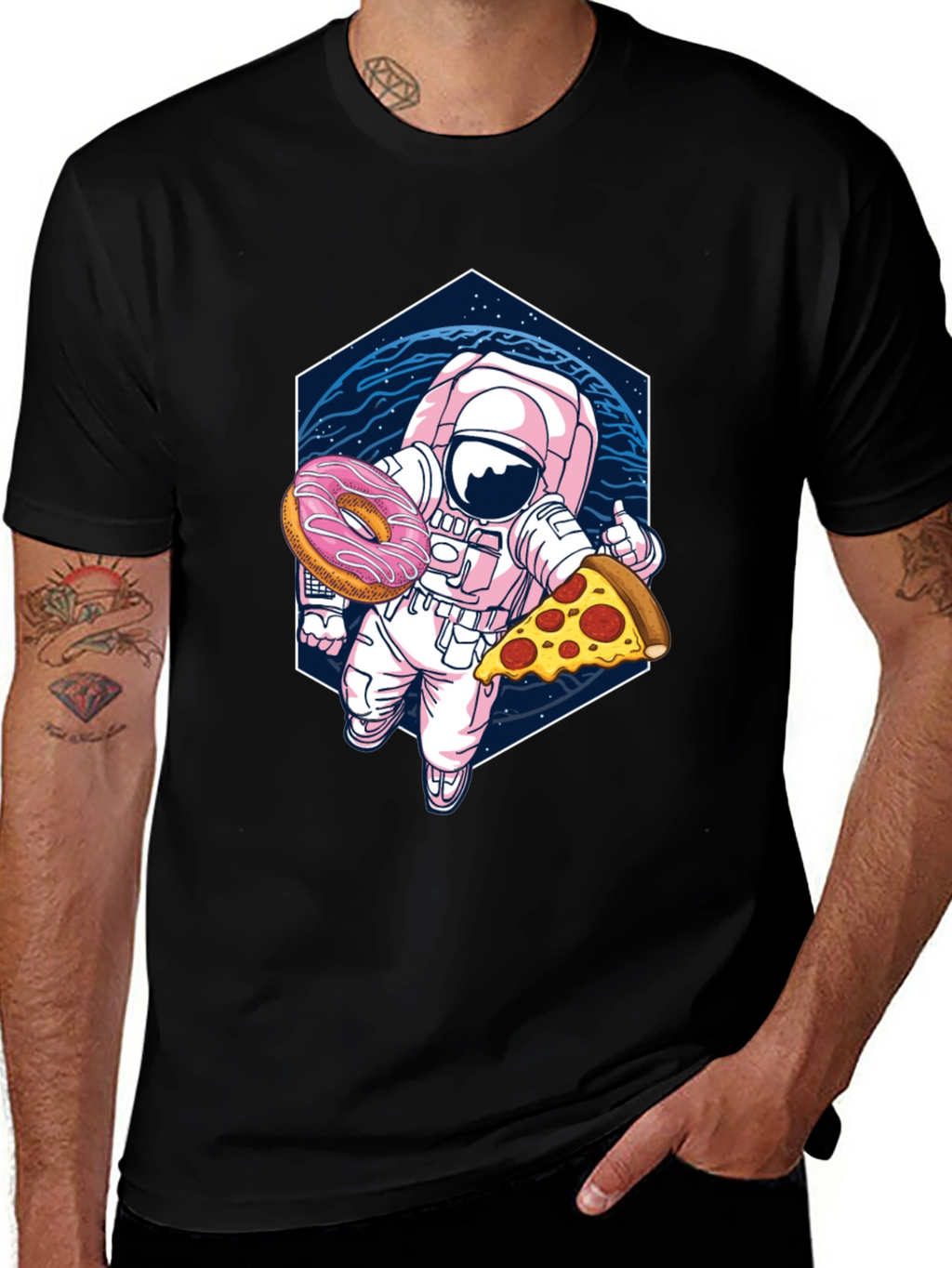 Astronaut Pizza & Donut Graphic Tee