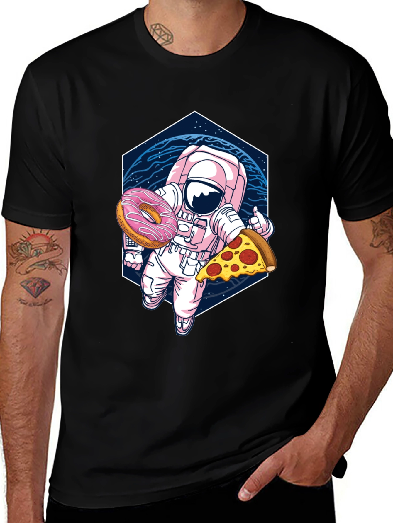 Astronaut Pizza & Donut Graphic Tee