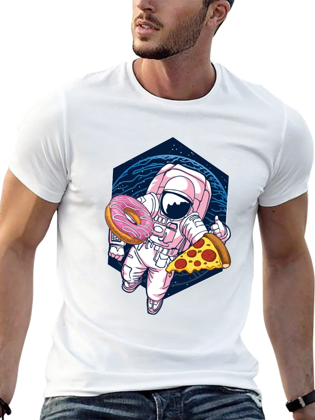 Astronaut Pizza & Donut Graphic Tee