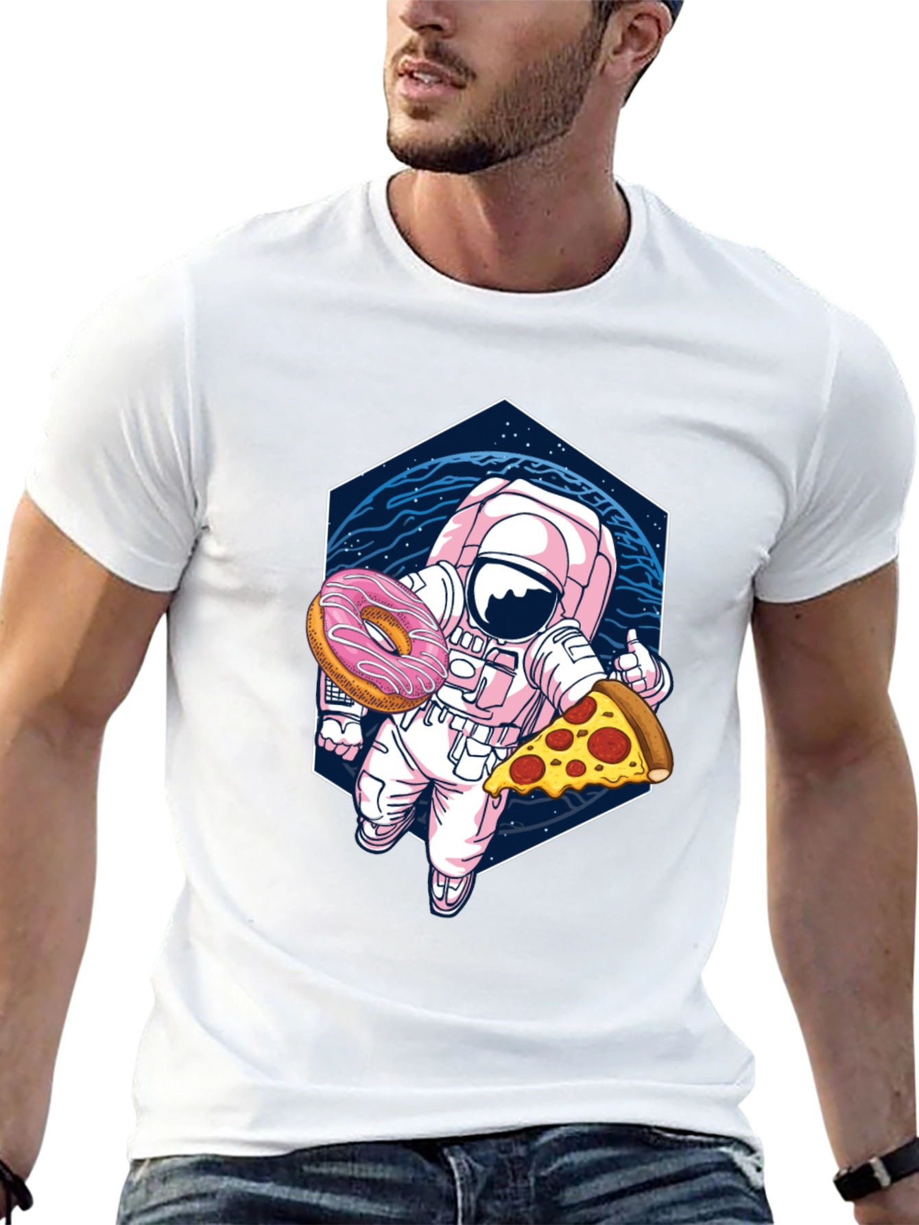 Astronaut Pizza & Donut Graphic Tee