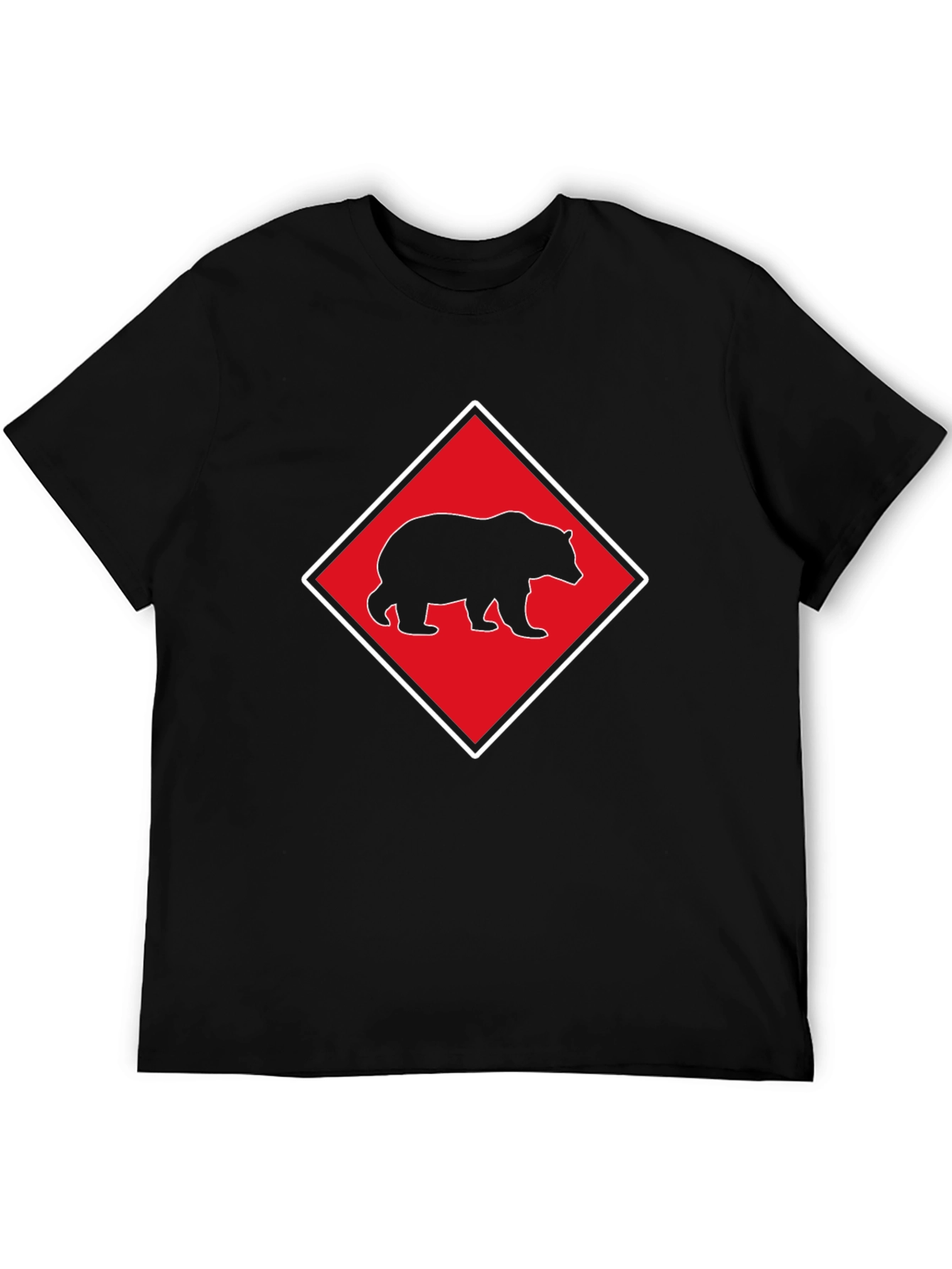 Bear Diamond Graphic T-Shirt - Black