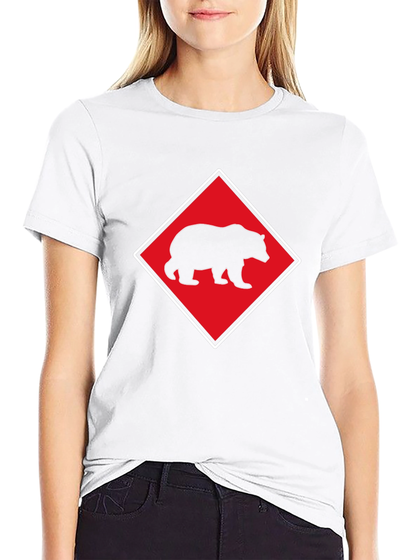 Bear Diamond Graphic T-Shirt - Black