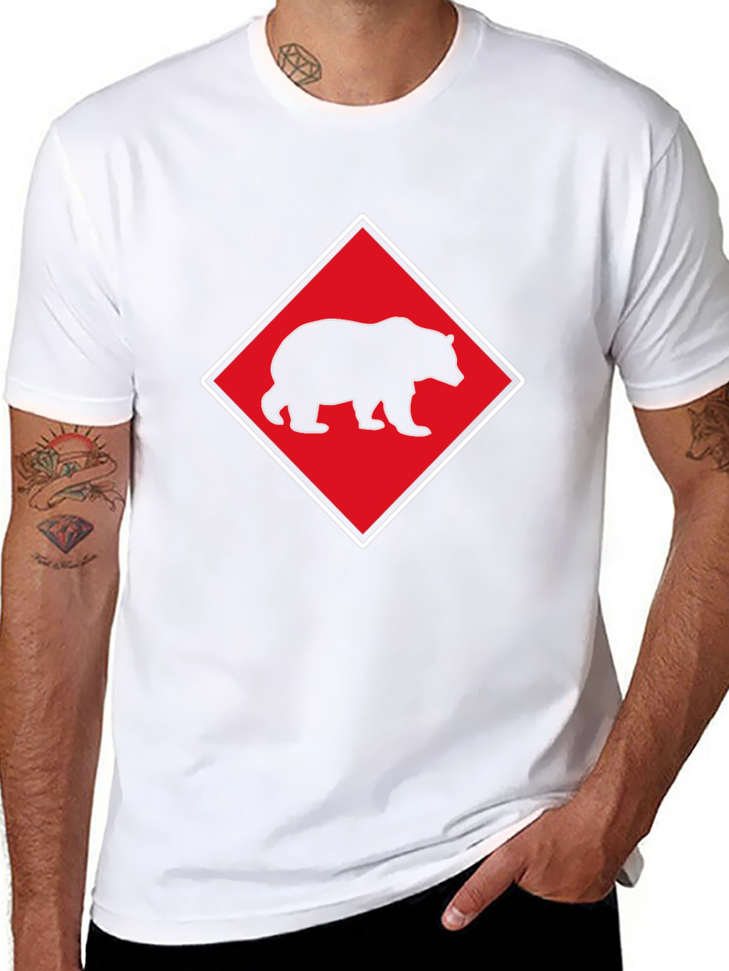 Bear Diamond Graphic T-Shirt - Black
