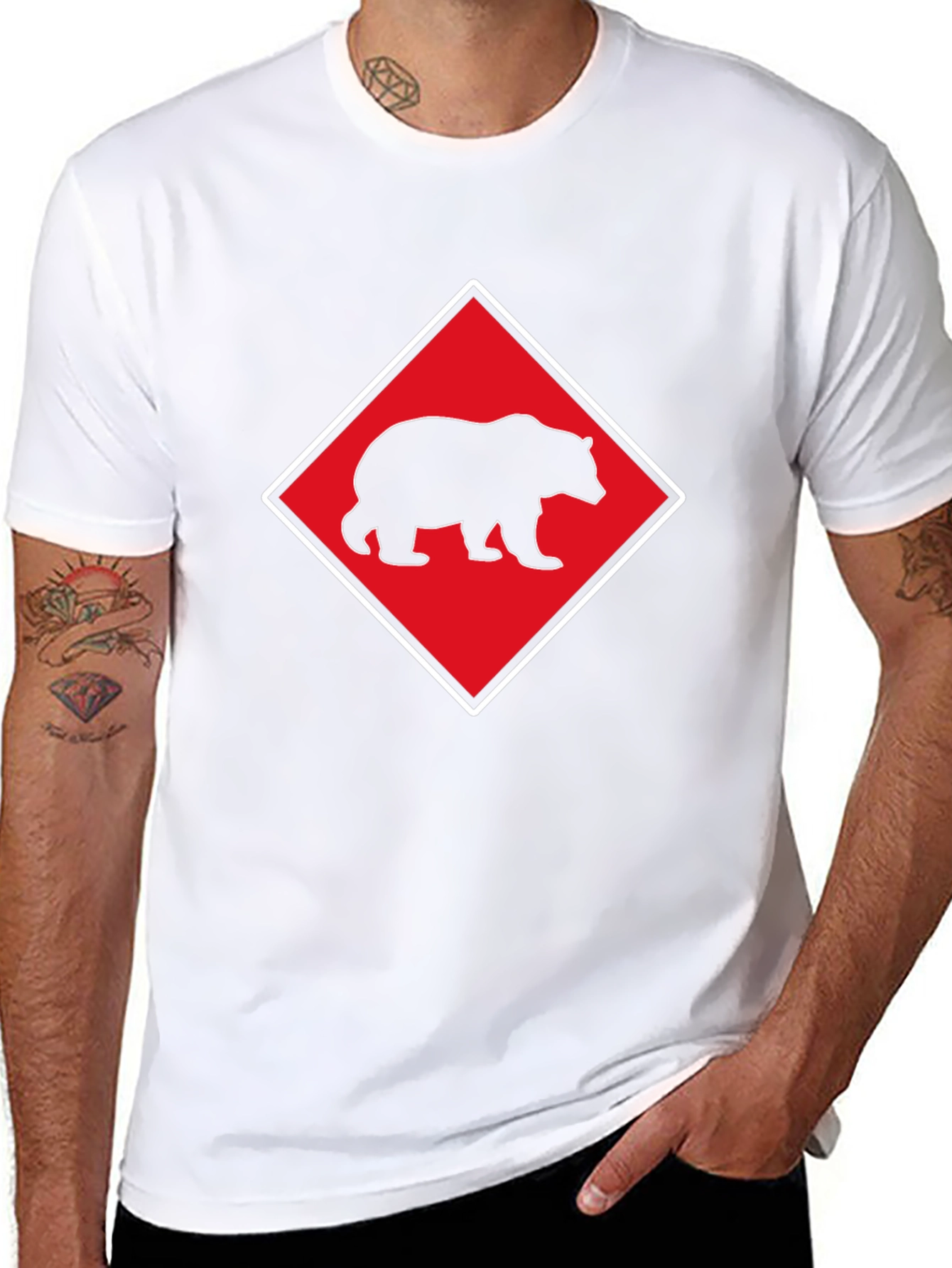 Bear Diamond Graphic T-Shirt - Black