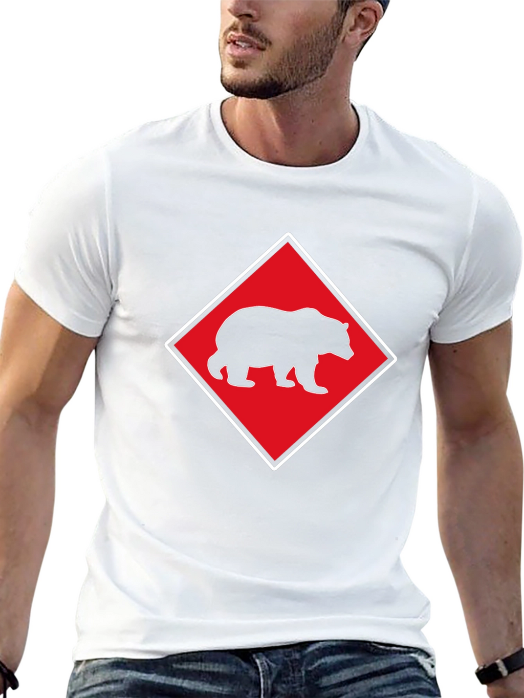 Bear Diamond Graphic T-Shirt - Black