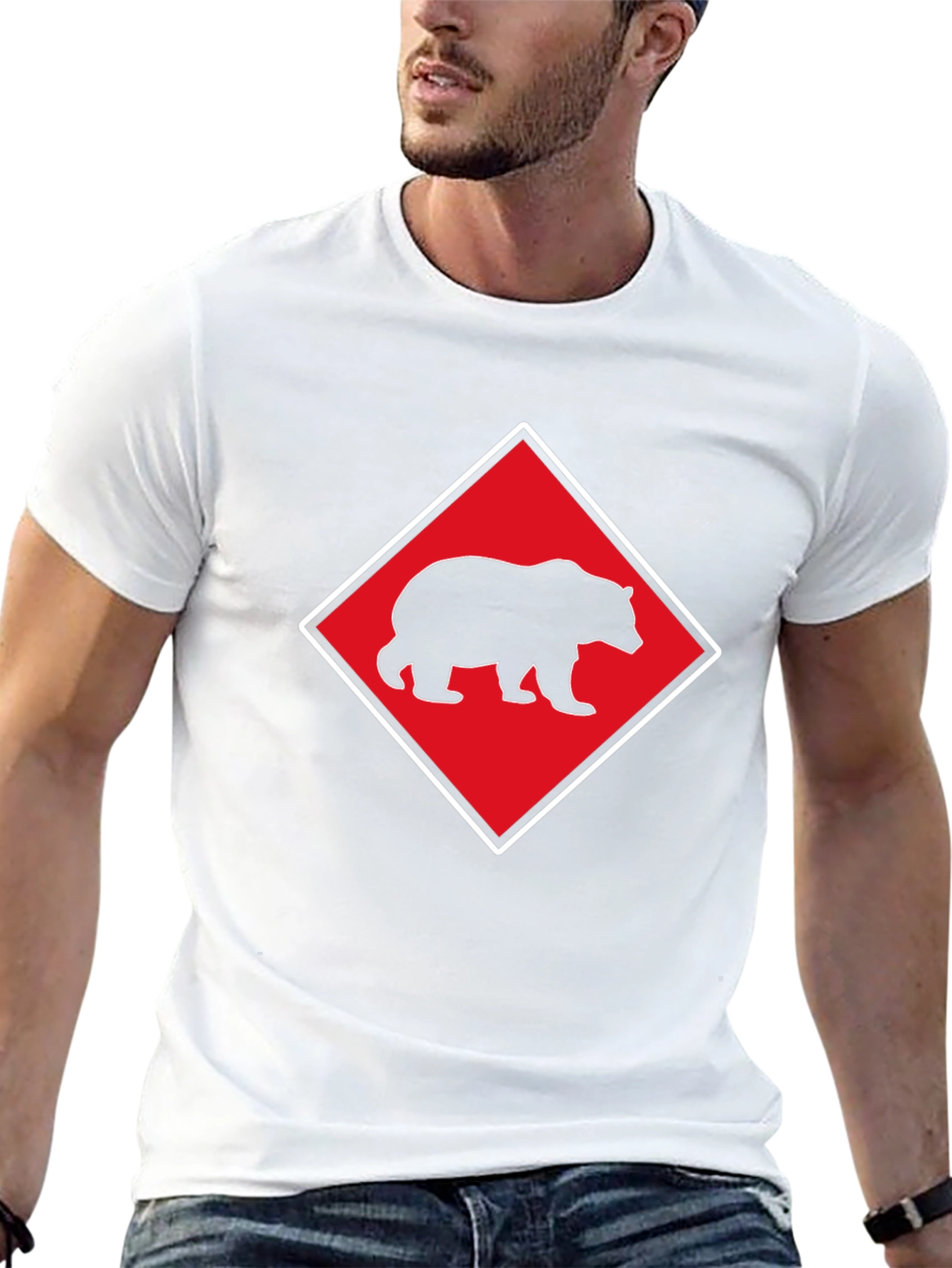 Bear Diamond Graphic T-Shirt - Black
