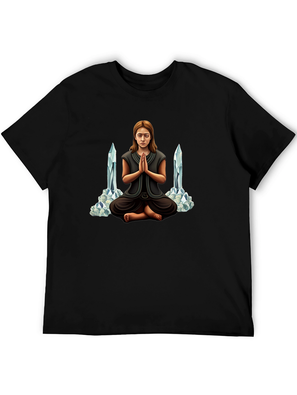 Meditating Woman with Crystals Graphic Tee